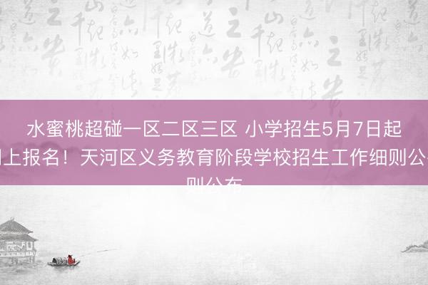 水蜜桃超碰一区二区三区 小学招生5月7日起网上报名！天河区义务教育阶段学校招生工作细则公布