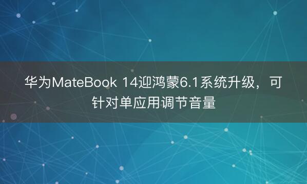 华为MateBook 14迎鸿蒙6.1系统升级，可针对单应用调节音量
