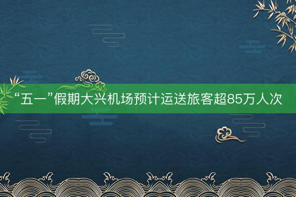 “五一”假期大兴机场预计运送旅客超85万人次