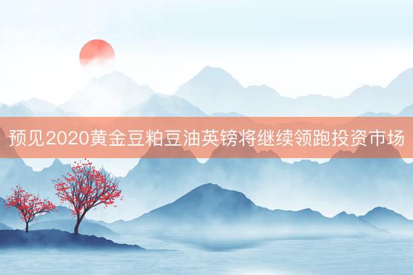 预见2020黄金豆粕豆油英镑将继续领跑投资市场