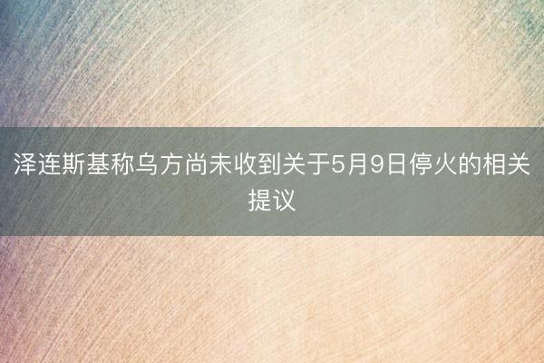 泽连斯基称乌方尚未收到关于5月9日停火的相关提议