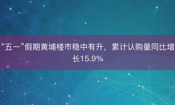 “五一”假期黄埔楼市稳中有升，累计认购量同比增长15.9%
