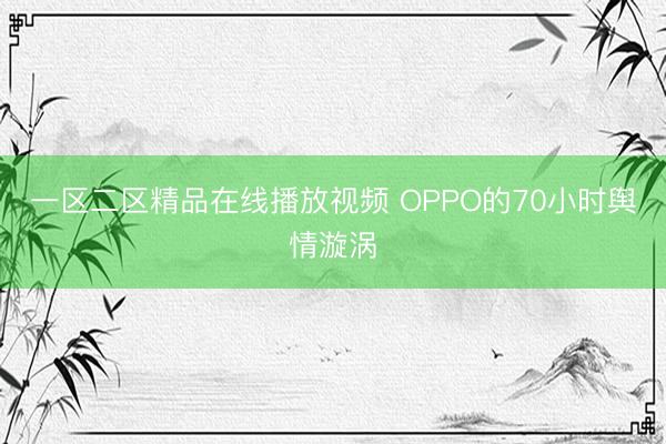 一区二区精品在线播放视频 OPPO的70小时舆情漩涡