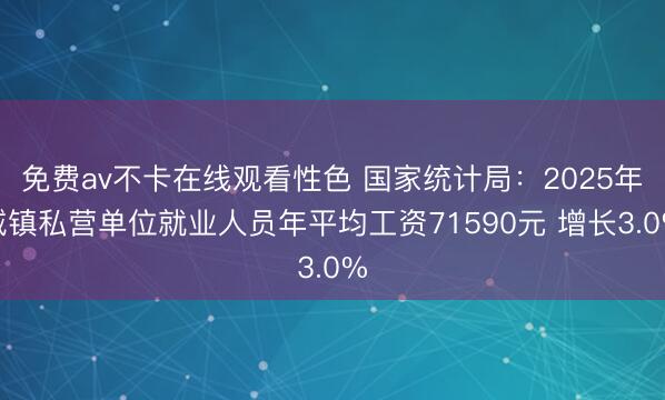 免费av不卡在线观看性色 国家统计局：2025年城镇私营单位就业人员年平均工资71590元 增长3.0%