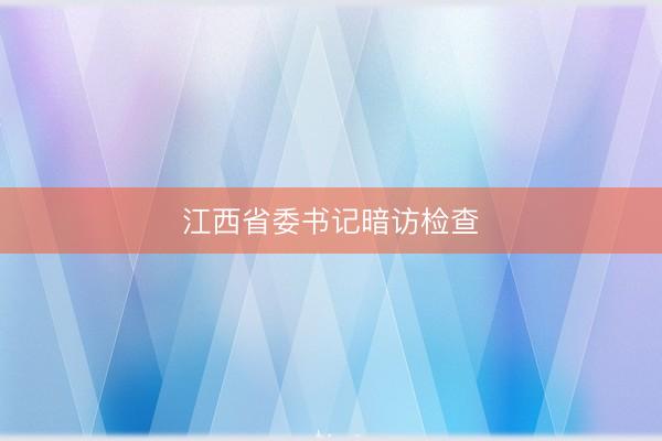 江西省委书记暗访检查