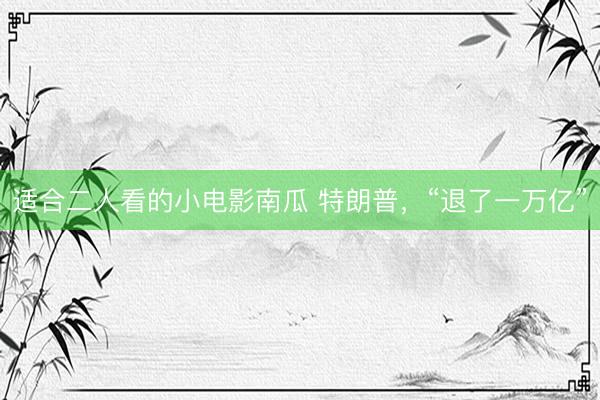 适合二人看的小电影南瓜 特朗普，“退了一万亿”
