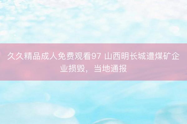久久精品成人免费观看97 山西明长城遭煤矿企业损毁，当地通报