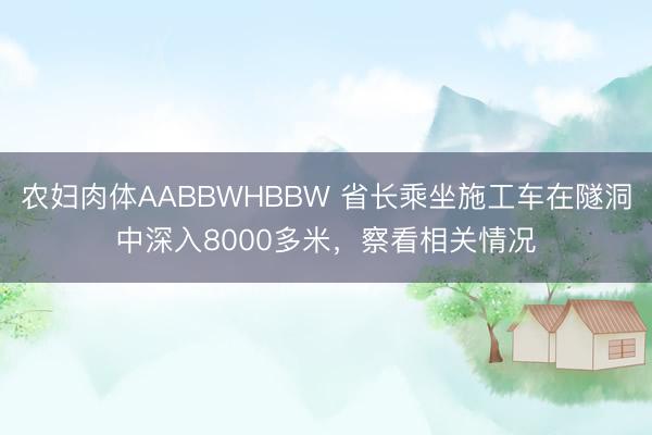 农妇肉体AABBWHBBW 省长乘坐施工车在隧洞中深入8000多米，察看相关情况