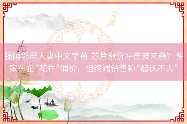 强睡邻居人妻中文字幕 芯片涨价冲击波来袭？多家车企“花样”调价，但终端销售称“起伏不大”