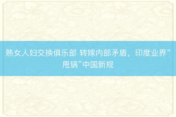 熟女人妇交换俱乐部 转嫁内部矛盾，印度业界“甩锅”中国新规
