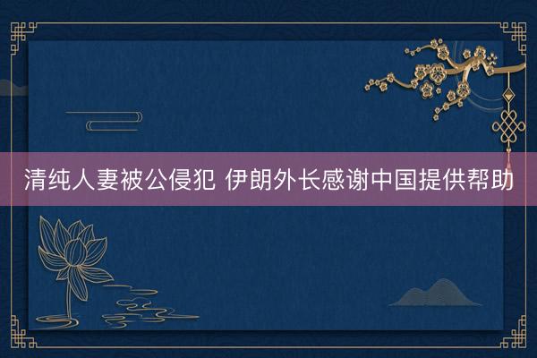 清纯人妻被公侵犯 伊朗外长感谢中国提供帮助