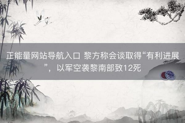 正能量网站导航入口 黎方称会谈取得“有利进展”，以军空袭黎南部致12死