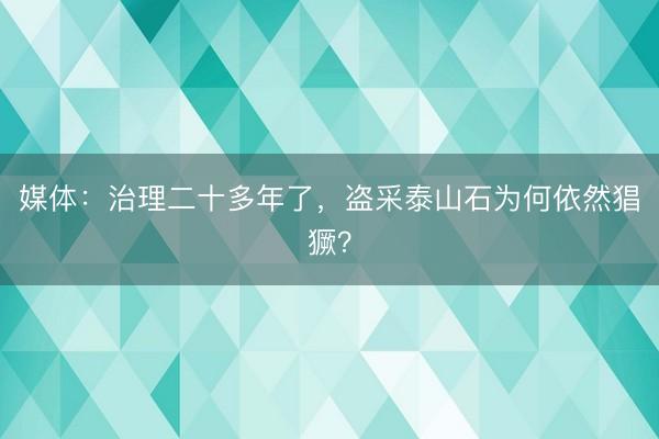 媒体：治理二十多年了，盗采泰山石为何依然猖獗？