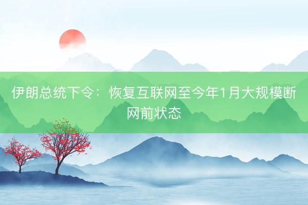 伊朗总统下令：恢复互联网至今年1月大规模断网前状态
