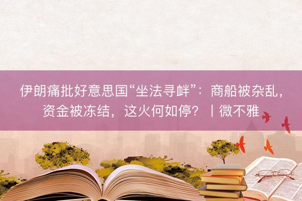 伊朗痛批好意思国“坐法寻衅”：商船被杂乱，资金被冻结，这火何如停？丨微不雅