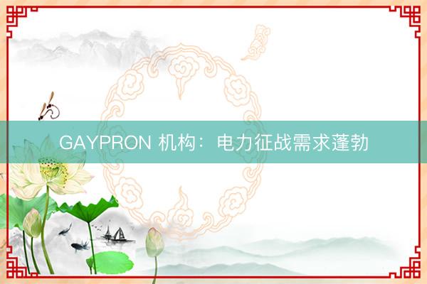 GAYPRON 机构：电力征战需求蓬勃