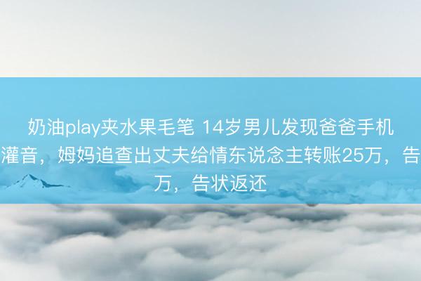 奶油play夹水果毛笔 14岁男儿发现爸爸手机里出轨灌音，姆妈追查出丈夫给情东说念主转账25万，告状返还