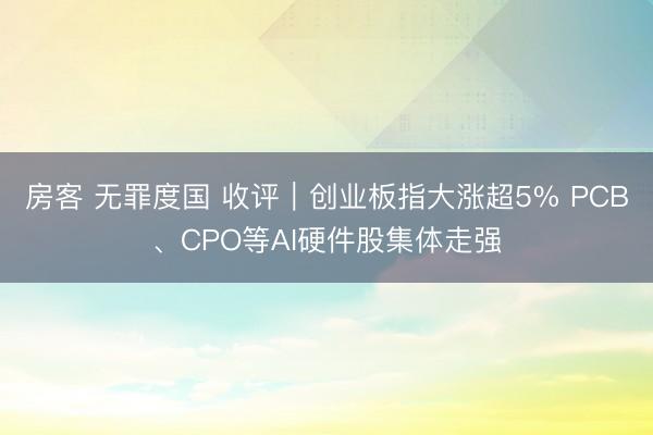 房客 无罪度国 收评｜创业板指大涨超5% PCB、CPO等AI硬件股集体走强