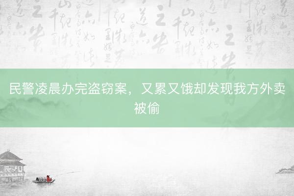 民警凌晨办完盗窃案，又累又饿却发现我方外卖被偷
